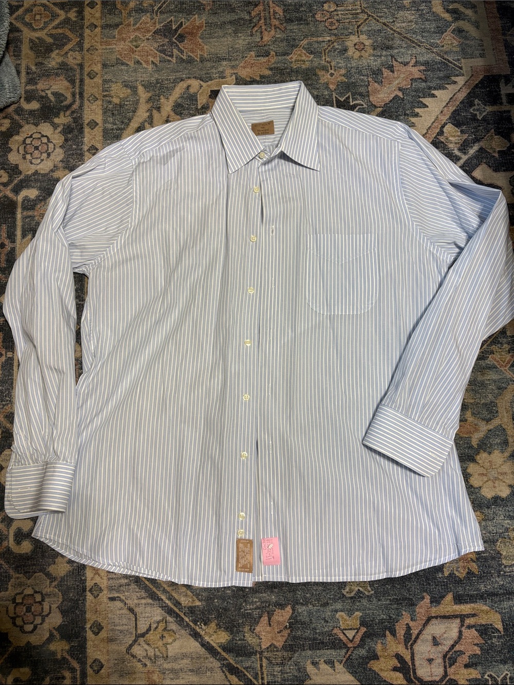 Men's Light Blue Pinstripe Dress Shirt